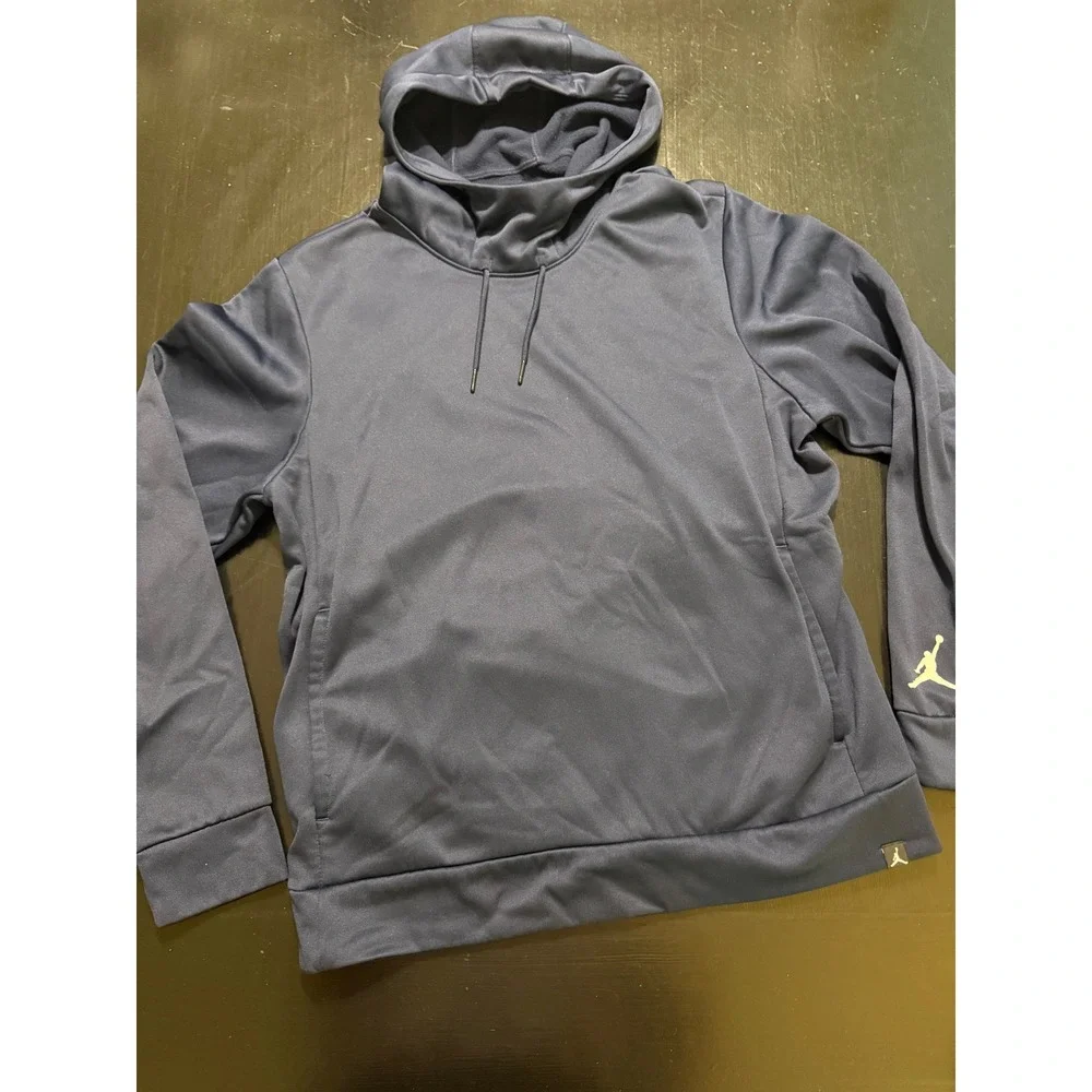 Jordan Therma-FIT Mens Hoodie Navy Blue Jumpman Pullover Sweatshirt Medium
